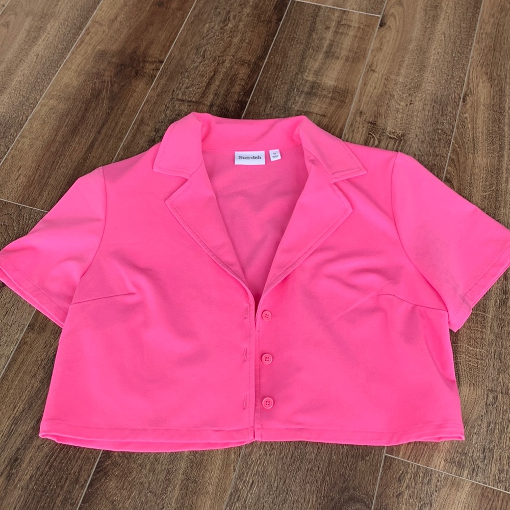 Aritzia Sunday Best Pink Blazer Style Top
